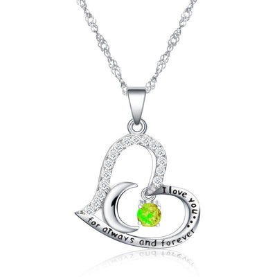 Olivenorma Halskette mit Geburtssteinen, S925 Silber, „Ich liebe dich für immer und ewig“ - August-Peridot - image 8