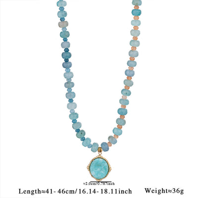 Olivenorma Amazonit Aquamarin Blau Chalcedon Perlen Halskette