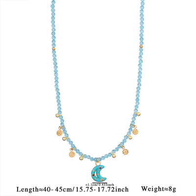 Olivenorma Amazonit Aquamarin Blau Chalcedon Perlen Halskette