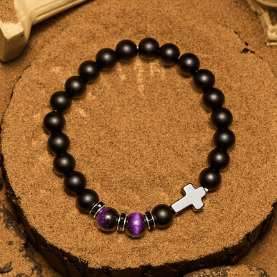 Olivenorma Herrenarmband mit Hämatit-Obsidian-Tigerauge-Perlen, 8 mm
