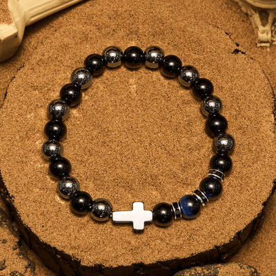 Olivenorma Herrenarmband mit Hämatit-Obsidian-Tigerauge-Perlen, 8 mm
