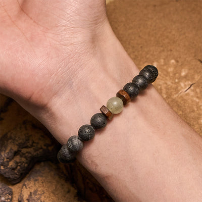 Olivenorma Armband mit Perlen aus Bronzit-Labradorit-Lavastein, 8 mm