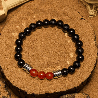 Olivenorma 8 mm Obsidian-Rotachat-Perlenarmband