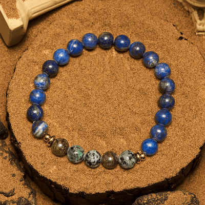 Olivenorma 8 mm Armband mit afrikanischen Türkis- und Lapislazuli-Perlen