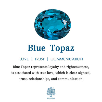 Olivenorma Tropfenkronen-Ring mit blauem Topas