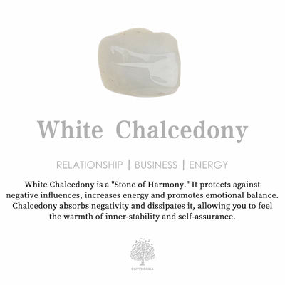 Olivenorma Ringset mit weißem Chalcedon im Birnenschliff und Kronendesign