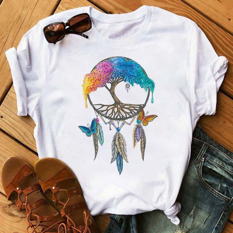Olivenorma Modal T-Shirt mit „Dreamcatcher Tree Of Life“-Print