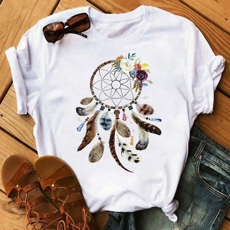 Olivenorma T-Shirt aus Baumwolle mit „Dreamcatcher Tree of Life“-Print