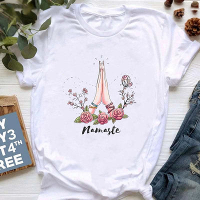 Olivenorma T-Shirt mit Meditationsmotiv, Hamsa, Buddha und Lotus