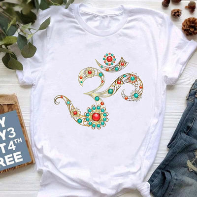 Olivenorma T-Shirt mit Meditationsmotiv, Hamsa, Buddha und Lotus
