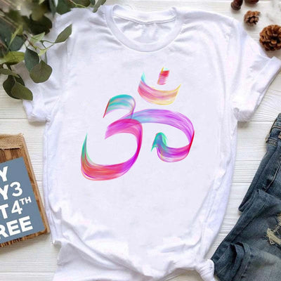 Olivenorma T-Shirt mit Meditationsmotiv, Hamsa, Buddha und Lotus
