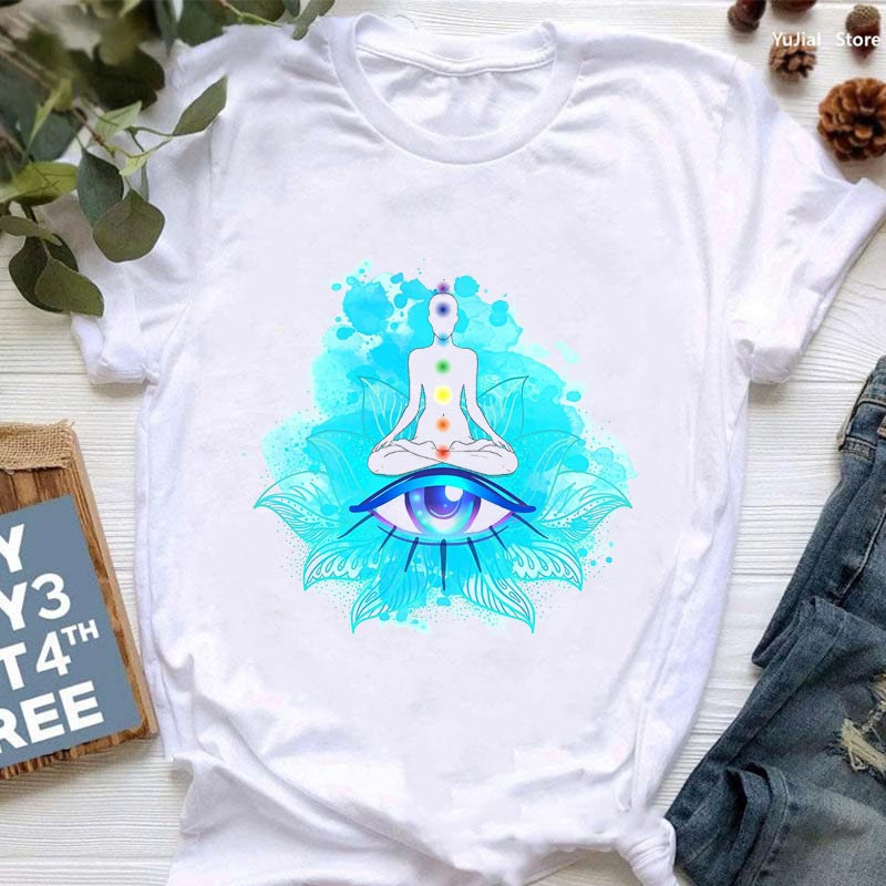 Olivenorma T-Shirt mit Meditations-Aufdruck „Böser Blick“ von Buddha OM