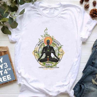 Olivenorma T-Shirt mit Meditations-Aufdruck „Böser Blick“ von Buddha OM