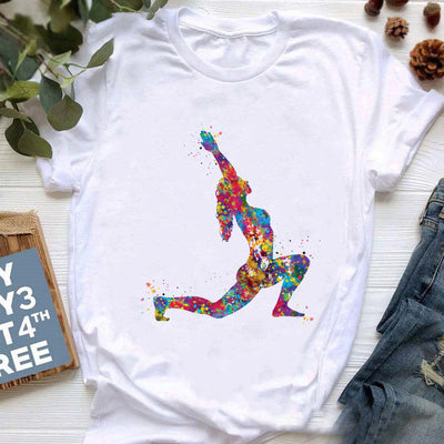 Olivenorma T-Shirt mit farbenfrohem Buddha-Meditations-Yoga-Aufdruck