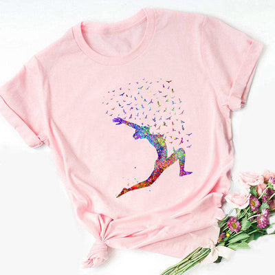 Olivenorma T-Shirt mit farbenfrohem Buddha-Meditations-Yoga-Aufdruck