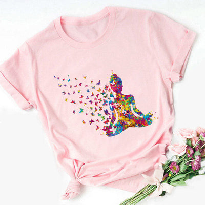 Olivenorma T-Shirt mit farbenfrohem Buddha-Meditations-Yoga-Aufdruck