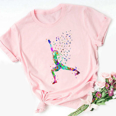 Olivenorma T-Shirt mit farbenfrohem Buddha-Meditations-Yoga-Aufdruck