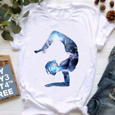Olivenorma Yoga Meditation Top Bunt bedrucktes T-Shirt
