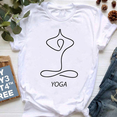 Olivenorma Yoga Meditation Top Bunt bedrucktes T-Shirt