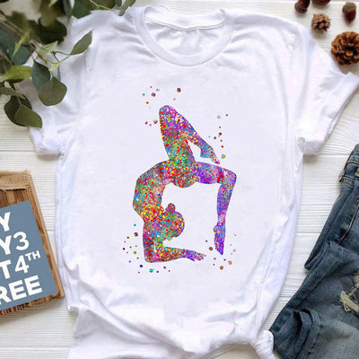 Olivenorma Yoga Meditation Top Bunt bedrucktes T-Shirt