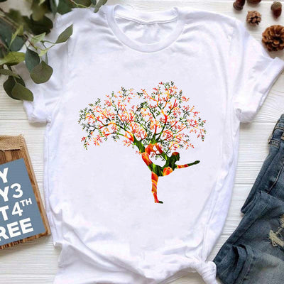 Olivenorma Yoga Meditation Top Bunt bedrucktes T-Shirt