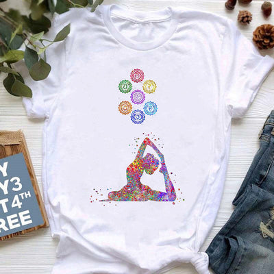 Olivenorma Yoga Meditation Top Bunt bedrucktes T-Shirt