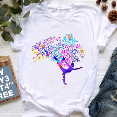 Olivenorma Yoga Meditation Top Bunt bedrucktes T-Shirt