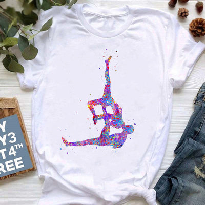 Olivenorma Yoga Meditation Top Bunt bedrucktes T-Shirt