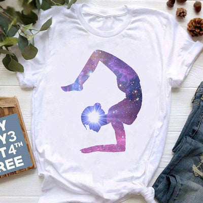 Olivenorma Yoga Meditation Top Bunt bedrucktes T-Shirt