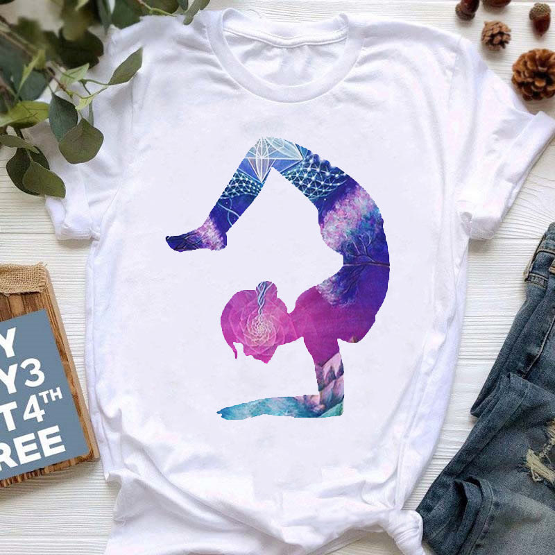 Olivenorma Yoga Meditation Top Bunt bedrucktes T-Shirt