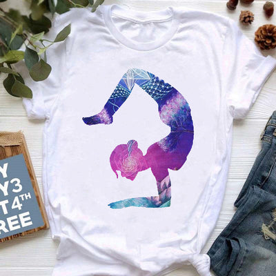 Olivenorma Yoga Meditation Top Bunt bedrucktes T-Shirt