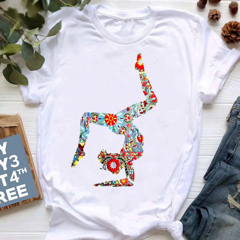 Olivenorma Yoga Meditation Top Bunt bedrucktes T-Shirt