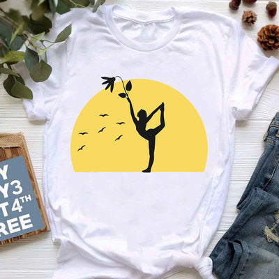 Olivenorma Buddha Yoga Meditation Top Bunt bedrucktes T-Shirt