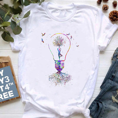 Olivenorma Buddha Yoga Meditation Top Bunt bedrucktes T-Shirt