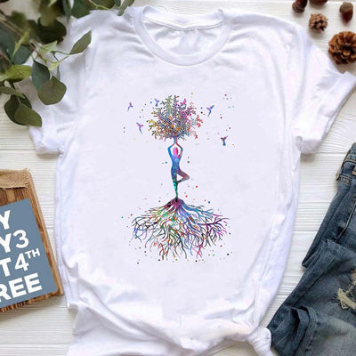 Olivenorma Buddha Yoga Meditation Top Bunt bedrucktes T-Shirt