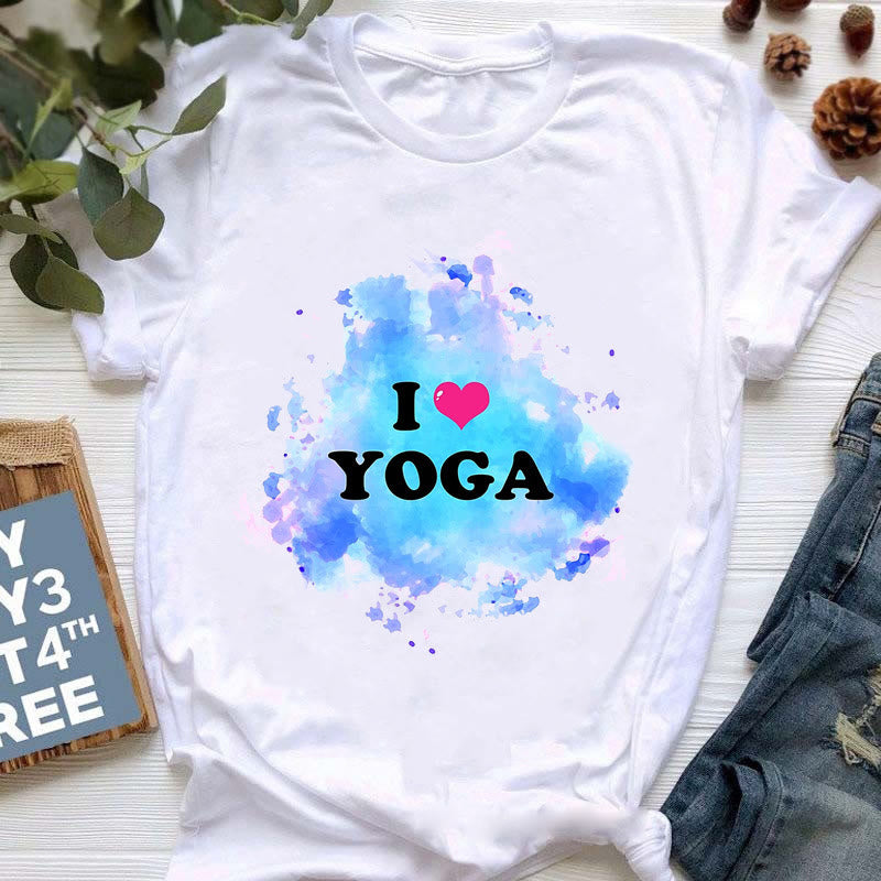Olivenorma Buddha Yoga Meditation Top Bunt bedrucktes T-Shirt