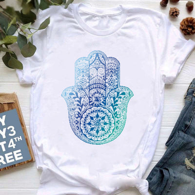 Olivenorma Buddha Yoga Meditation Top Bunt bedrucktes T-Shirt