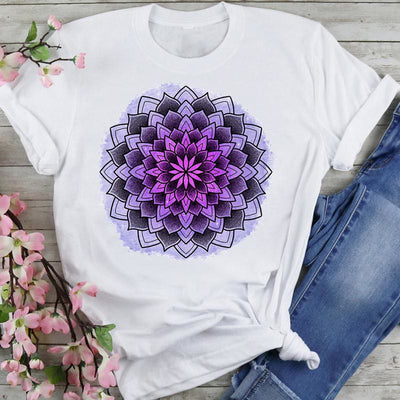 Olivenorma T-Shirt aus Baumwolle mit buntem Lotus-Elefanten-Aufdruck