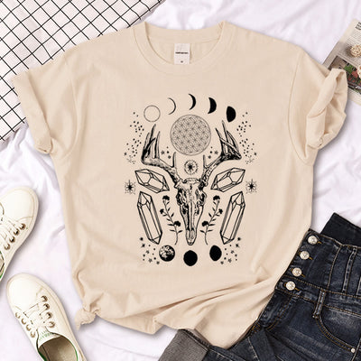 Olivenorma – T-Shirt „Hexen-Triple Moon“ im Gothic-Print in Khaki