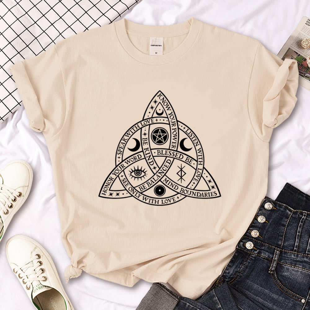 Olivenorma – T-Shirt „Hexen-Triple Moon“ im Gothic-Print in Khaki