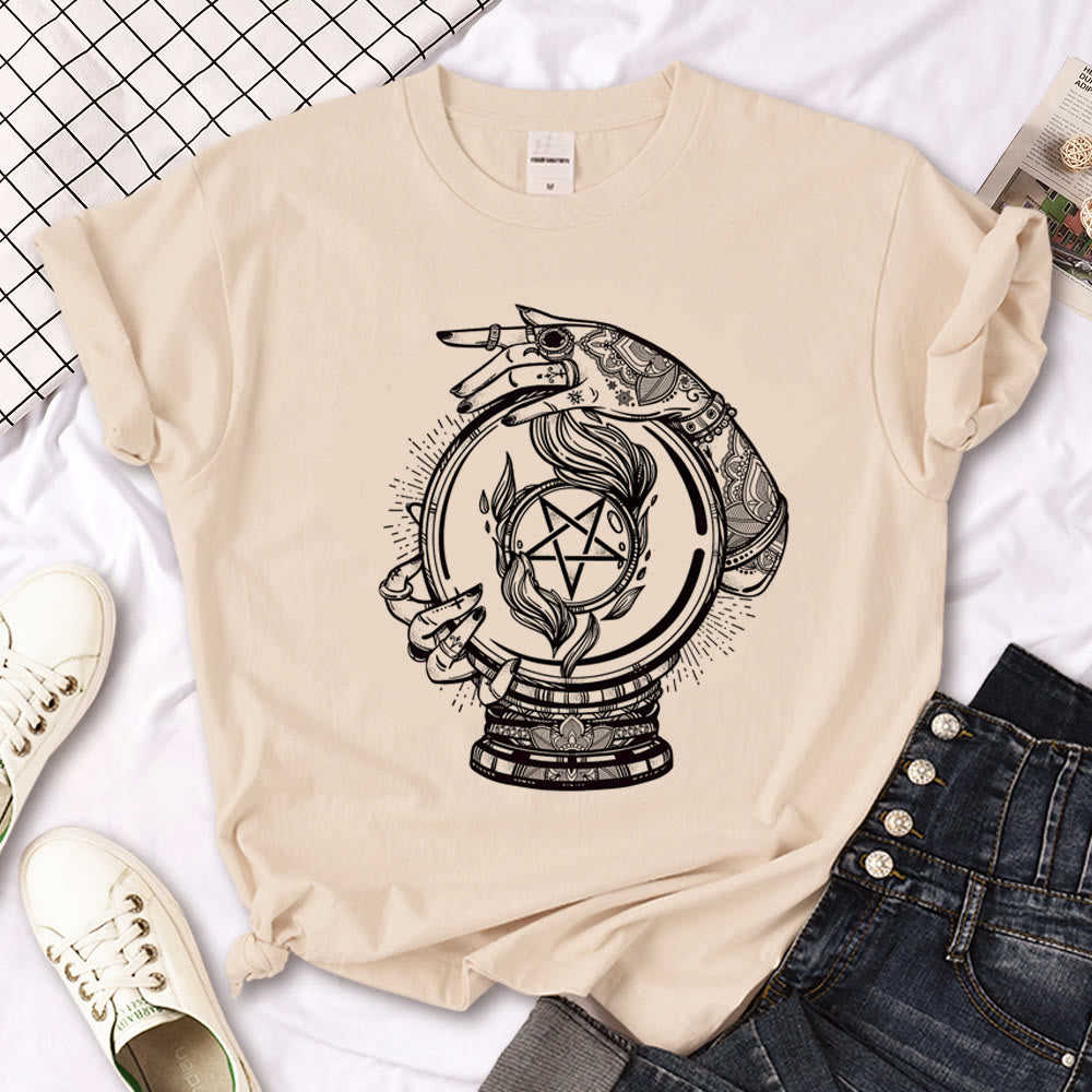 Olivenorma – T-Shirt „Hexen-Triple Moon“ im Gothic-Print in Khaki