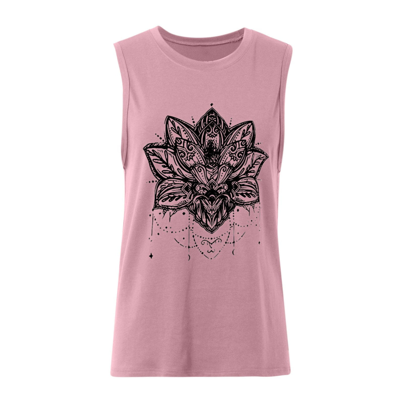 Olivenorma – Ärmelloses, großes Trägershirt mit Lotus-Print