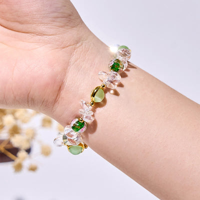 Olivenorma – Perlenarmband mit grünem Katzenaugenstein