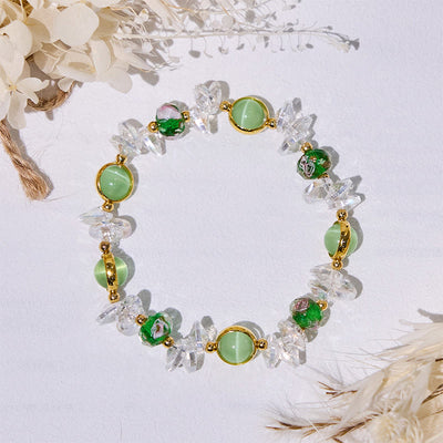Olivenorma – Perlenarmband mit grünem Katzenaugenstein