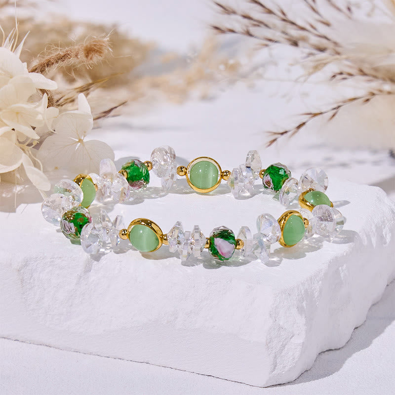 Olivenorma – Perlenarmband mit grünem Katzenaugenstein