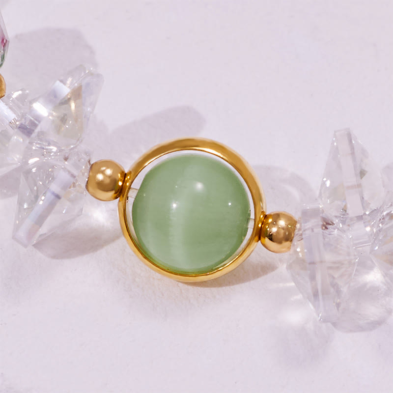 Olivenorma – Perlenarmband mit grünem Katzenaugenstein