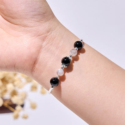Olivenorma Armband aus Obsidian-Labradorit-Perlen