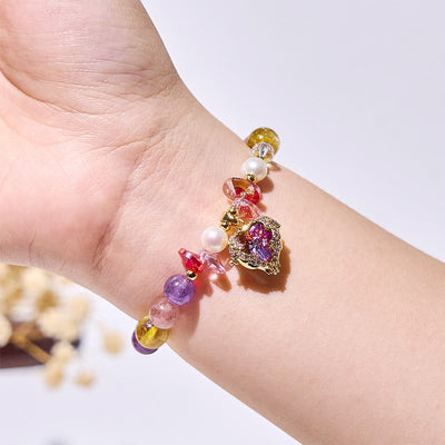Olivenorma Amethyst Citrin Erdbeerquarz Perlen Armband