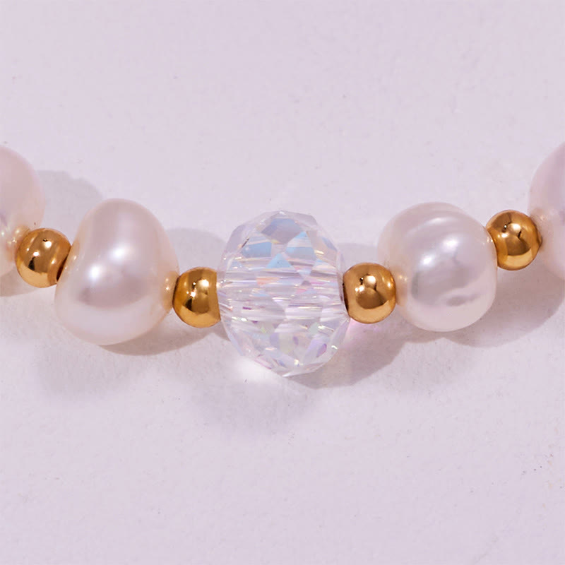 Olivenorma Armband mit Süßwasserperlen und Herz-Amethyst-Anhänger