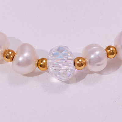 Olivenorma Armband mit Süßwasserperlen und Herz-Amethyst-Anhänger